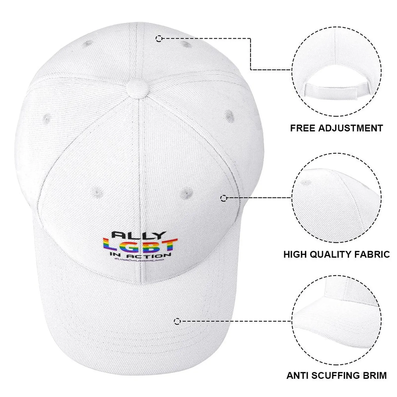 Gorra de béisbol LGBT Ally In Action para hombres y mujeres, sombrero de pesca, sombrero de cumpleaños y Navidad, gorra táctica militar, marca de lujo