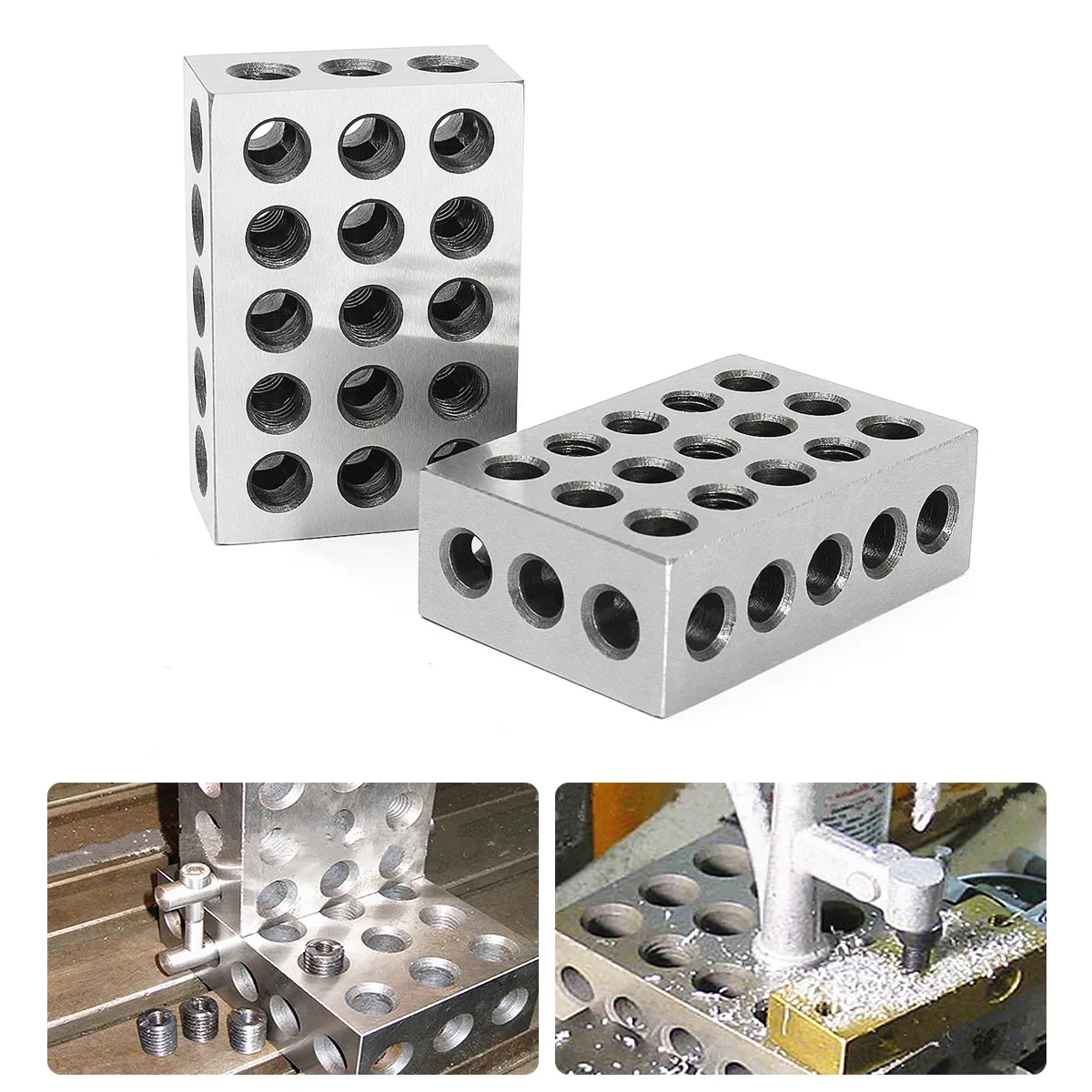 

2pcs 23 holes Precision 25-50-75mm Blocks parallel clamping block set, steel block 23 Holes 1-2-3" block gauge 23 holes