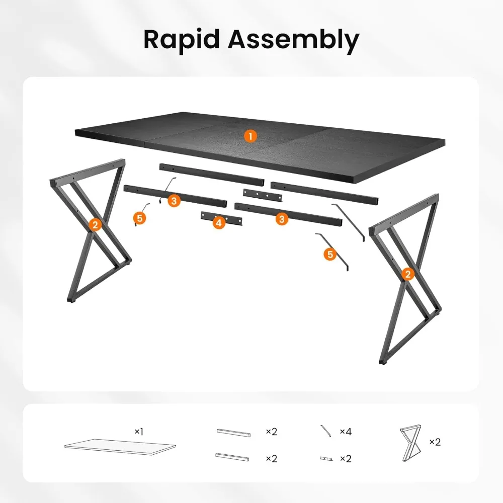 مكتب مكتب واسع مقاس 70.9 بوصة: إطار متين، تصميم عصري أنيق للاستخدام المنزلي في العمل #5