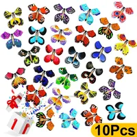 Magic Flying Butterflies Wind Up Toy In The Sky Bookmark Greeting Cards Rubber Band Powered Kids Magic Props Surpris Gift