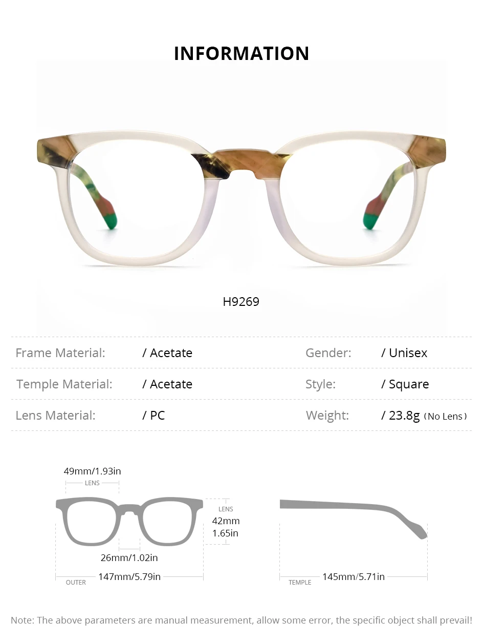 HEPIDEM Multi-Acetat-Brillengestell, Herren- und Damenmodell, Markendesign, quadratische Brille, japanische Handarbeit, Johnny Depp-Brille, 9269 – Detail 14