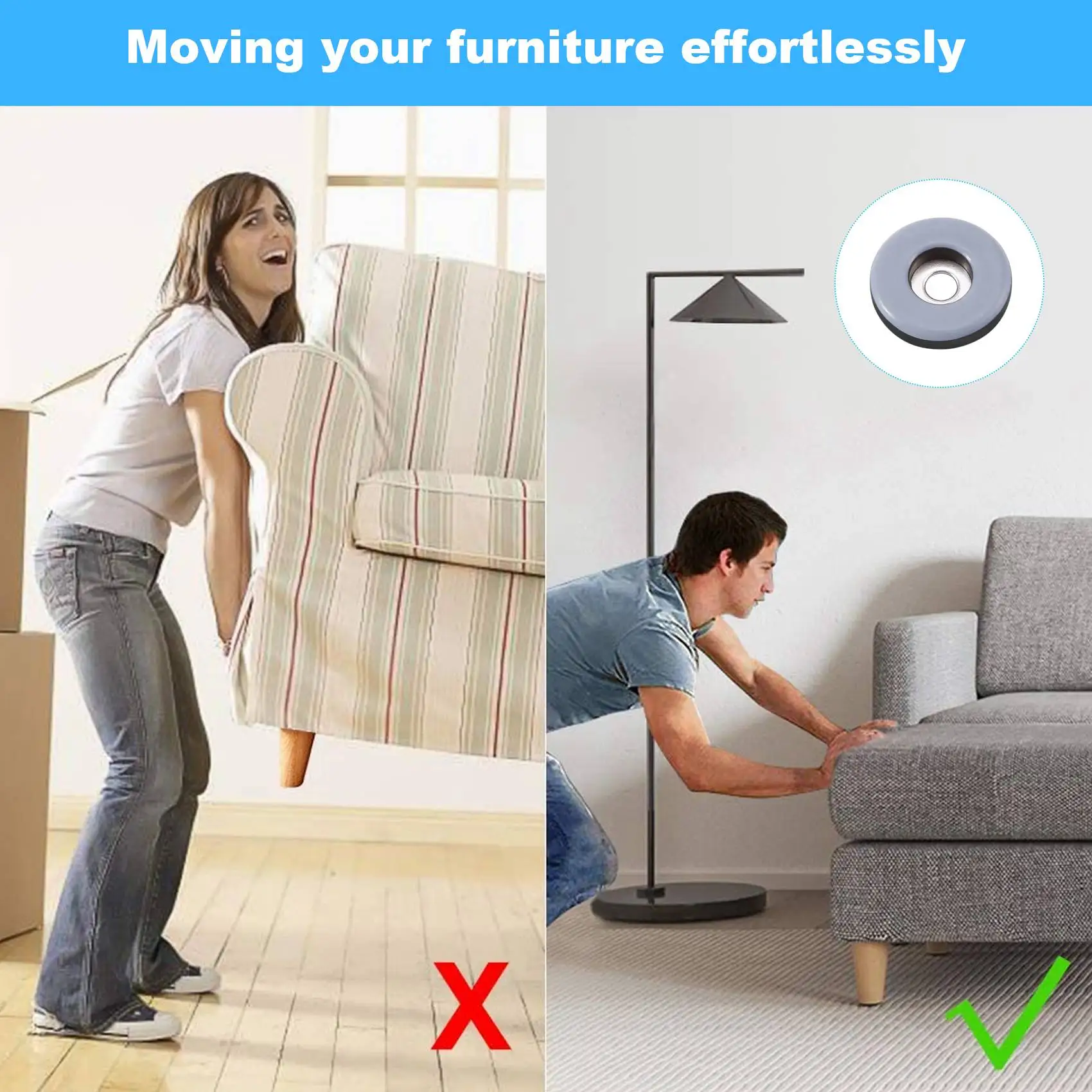 Новые 48 шт. мебельные ползунки из ПТФЭ, легко перемещающиеся ползунки с винтовой защитой пола для плитки, деревянного пола (25 мм круглые)