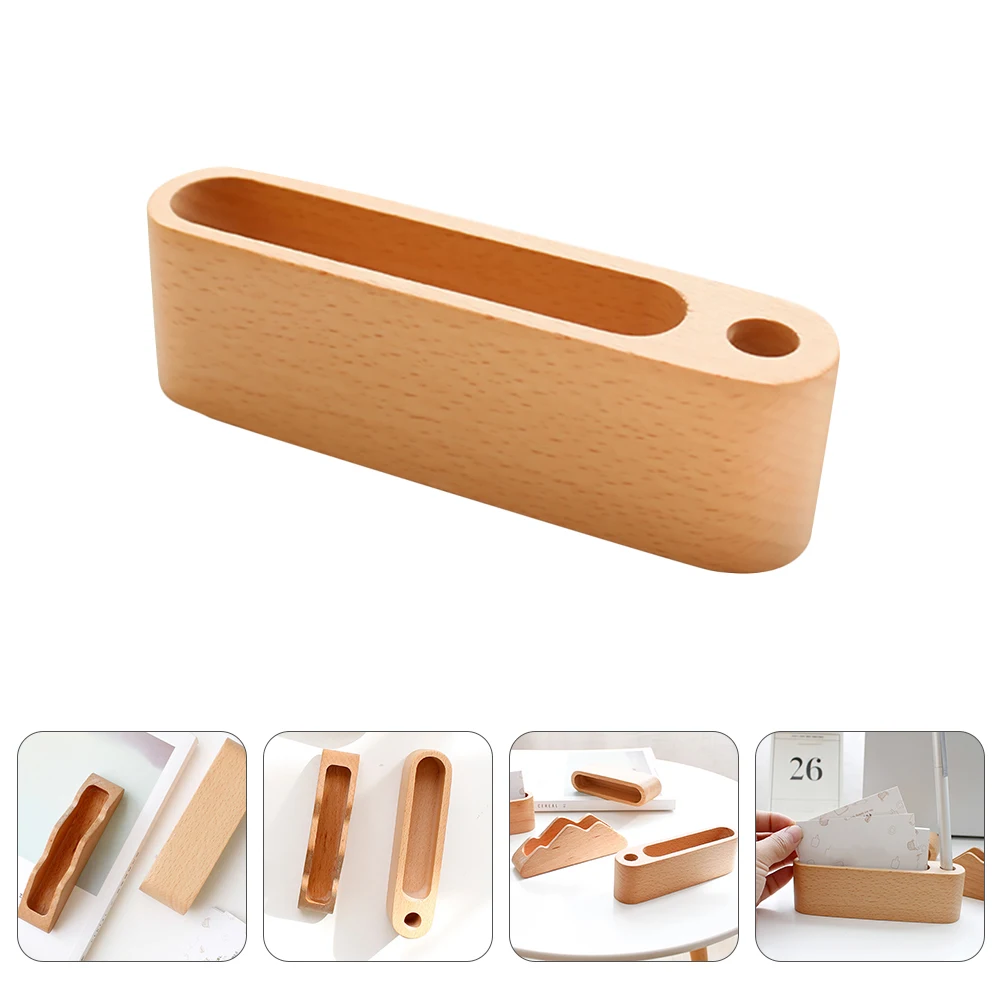 

1Pcs Wooden Business Cards Holder Solid Wood Pen Stand Desktop Organizer for Office and Home Business Cards Holder