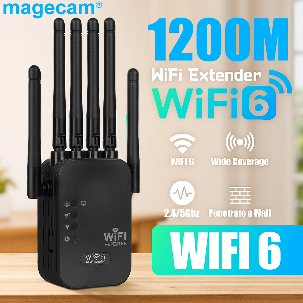 Magecam 2.4G/5GHz WiFi Extender Wireless Dual Band WiFi Repeater 1200Mbps Signal Amplifier Extender Router Long Network for Home