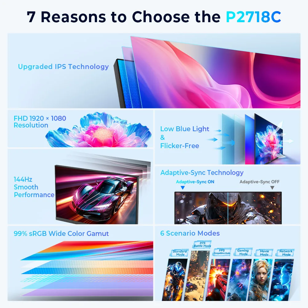 شاشات ألعاب عسكرية مسطحة من تيتان ، نسبة الجانب ، P2718C ، IPS ، FHD ، معدل التحديث ، ، 350cd/m² ، Typ ، 250cd/m² ، 27 in