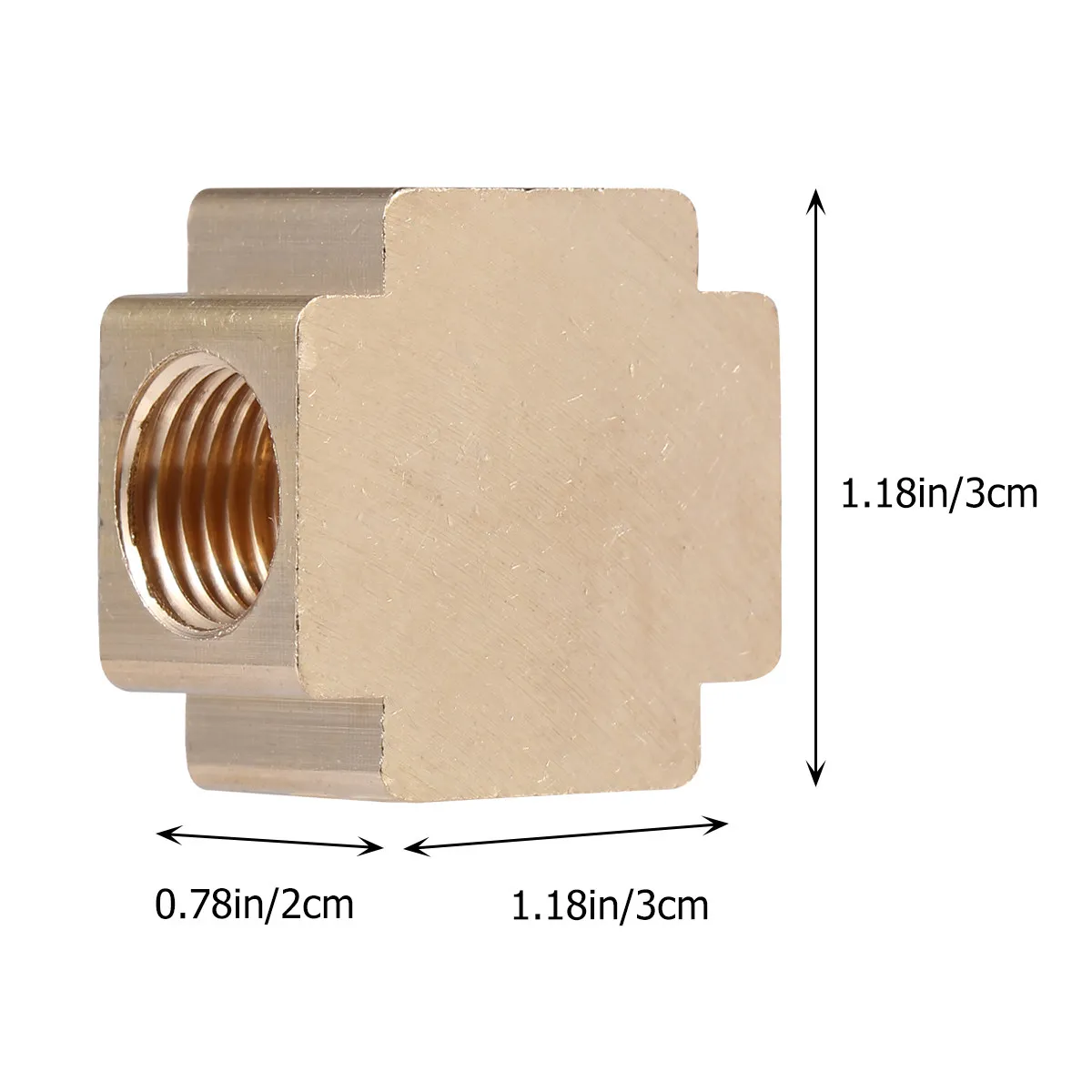 2Pcs Female Thread 4 Way Connector Brass Pipe Fitting Corrosion Resistant Adapter Fuel Gas Low Pressure