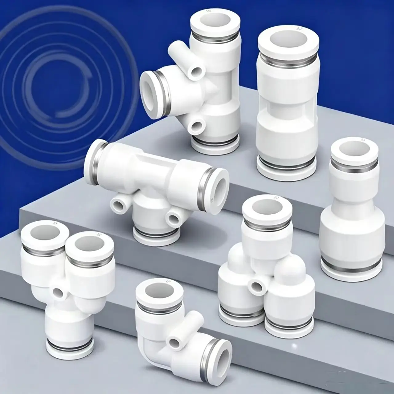 1Pcs White Premium Pneumatic Fitting Pipe Connector PU PLM PZ PE PY PV PM Tube Air Hose Quick Fittings 4mm 6mm 8mm 10mm 12mm