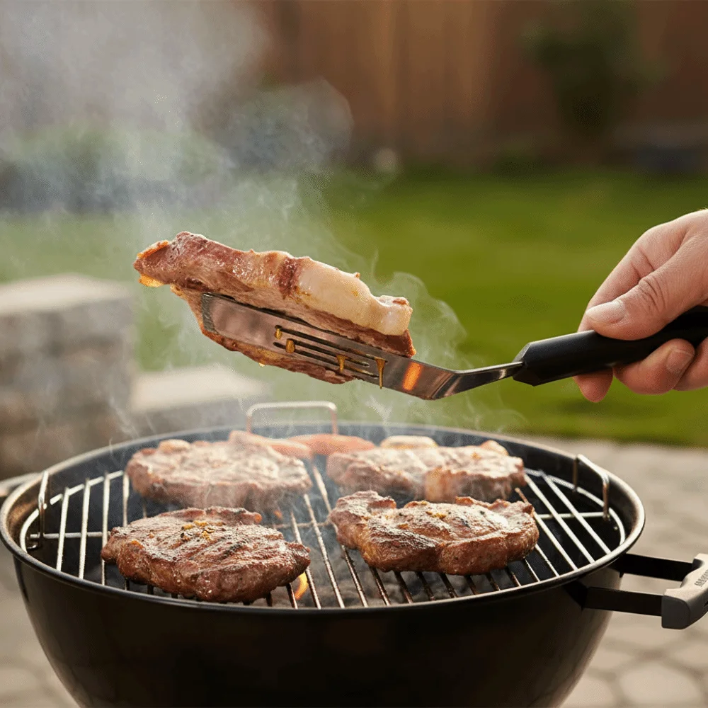 Durable Stainless Steel Grill Spatula Anti-scald Handle Hollow Design Steak Fried Shovel Mini Rectangle Pancake Scraper Tiramisu