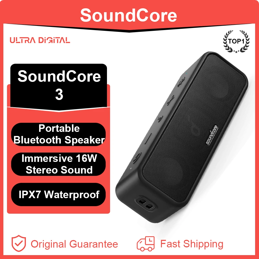 Оригинальная Беспроводная Bluetooth-Колонка Soundcore 3 с стереозвуком, уличная Водонепроницаемая Портативная колонка для кемпинга IPX7, время работы 24 часа