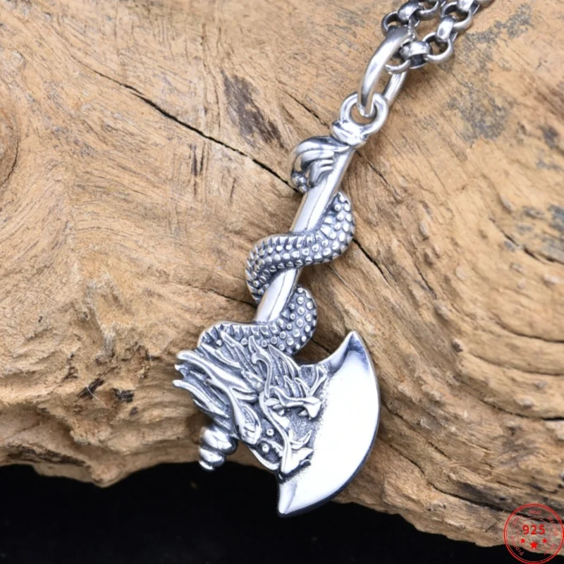 S925 Sterling Silver Charms Pendants for Men Fashion Personality Faucet Axe Dragon Ethnic Style Jewelry Wholesale