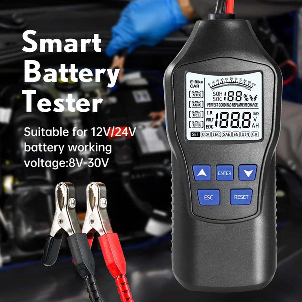​Intelligent Battery Tester Quick Check LCD Digital Display Screen Automotive Diagnostic Scan Tool For Cars Ebikes 12V/24V