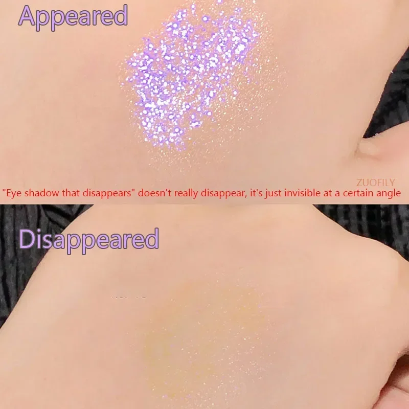 Disappears Glitter Eyeshadow Palette Purple Sequins Pigment Crystal Mud Shining Eyes Makeup Waterproof Lasting Midnight Party