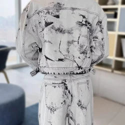 Mens Denim Sets Y2k Tie-Dye Jacket Trousers Spring Streetwear Fashion Trends Youth Campus Performance Sets Men'S Clothing 2025