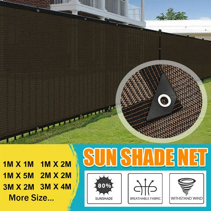 Coffee Sunshade Net Balcony Fence Privacy Screen Mesh Garden Sun Shelter Plants UV Protection Awning Outdoor Car Truck Canopy