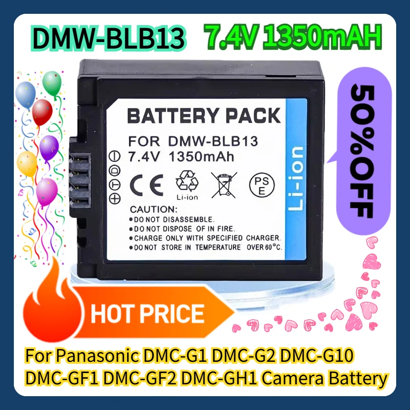 

For Panasonic DMC-G1 DMC-G2 DMC-G10 DMC-GF1 DMC-GF2 DMC-GH1 BLB13E DMW-BLB13E Camera Battery 7.4V 1350mAH Rechargeable Battery
