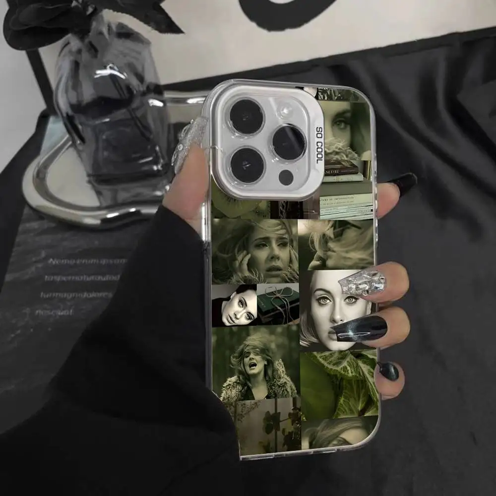 حافظة هاتف سنجر A-Adele لهاتف آيفون 16,15,14,13,12,11,Pro,XS,Max,Plus,Mini,SE غطاء مقاوم للصدمات من الحلوى البيضاء غير اللامعة