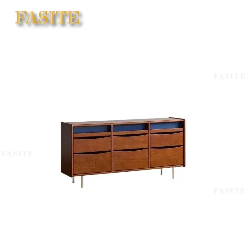 Medieval Solid Wood Nine Drawer Cabinet for Living Room Bedroom Bedside Retro American Style Storage Chest High End Entryway