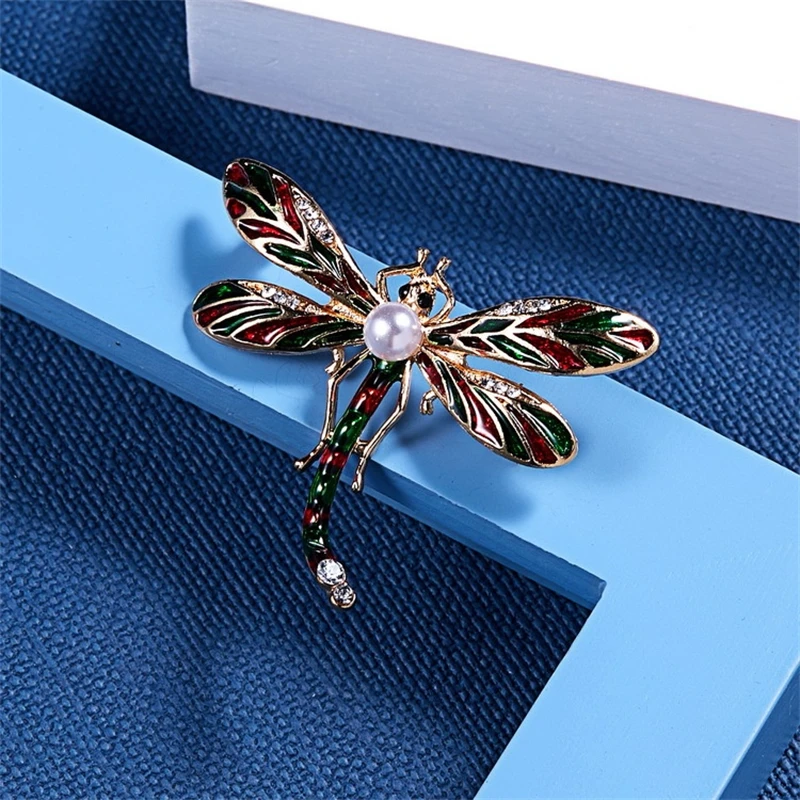 

Vintage Dragonfly Rhinestone Brooch For Women Creative Pearl Lady Insect Classic Brooches Dress Clothing Accessories Jewelry