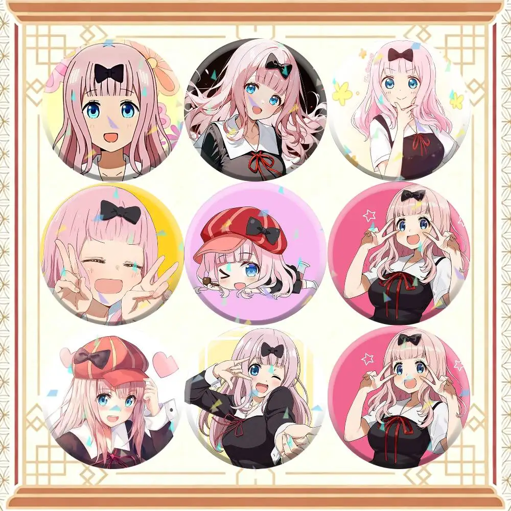 C-Chika Fujiwara 32/44/58mm Handmade Pins Round Brooch Badge Backpacks Clothes Jewelry Gifts