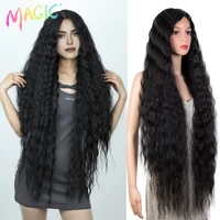 Peluca mágica para Cosplay, pelucas frontales de encaje sintético para mujeres negras, pelucas de encaje rizado largo de 42 pulgadas, peluca ombré resaltada de jengibre, blanco y rosa