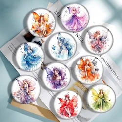 Ethereal Fairies Watercolor 10pcs mixed 12mm/18mm/20mm/25mm Round photo glass cabochon demo flat back Makingfindings for jewelry