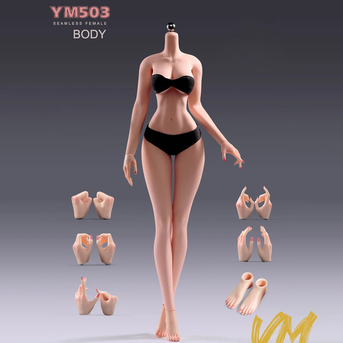 YM503 1/6 Platynowy Silikon Szerokie Biodra Wąska Talia Duże Piersi Ciało z Fizjologicznymi Detalami 12'' Model Figurki Akcji Damskiej