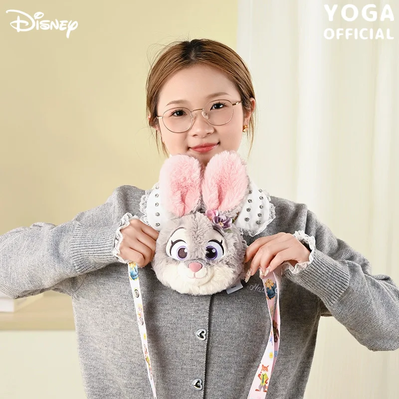 Monederos originales de Disney para mujer, bolso cruzado de felpa Zootopia Judy Nick, billetera de muñeca de dibujos animados, regalos de vacaciones