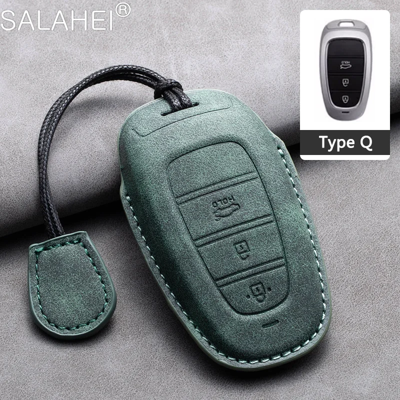 Sheepskin Car Key Cover Case Keyring For Hyundai Grand Santa Fe IX45 Genesis Equus Azera Sonata Tucson NX4 Kona i30 ix35 Solaris