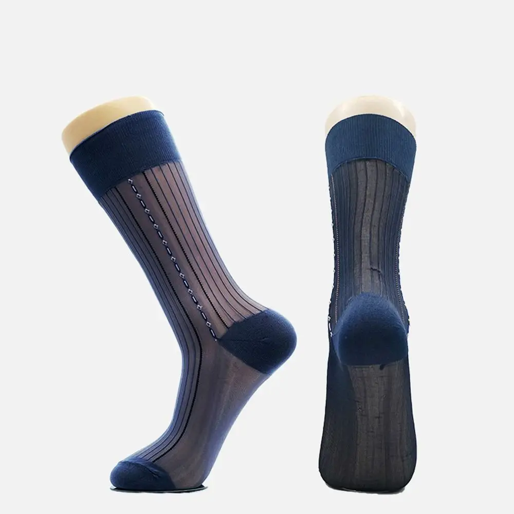 Elegant Thin Men Loose Casual Socks Comfortable Breathable Vintage Hosiery Translucent Simple Daily Work Socks