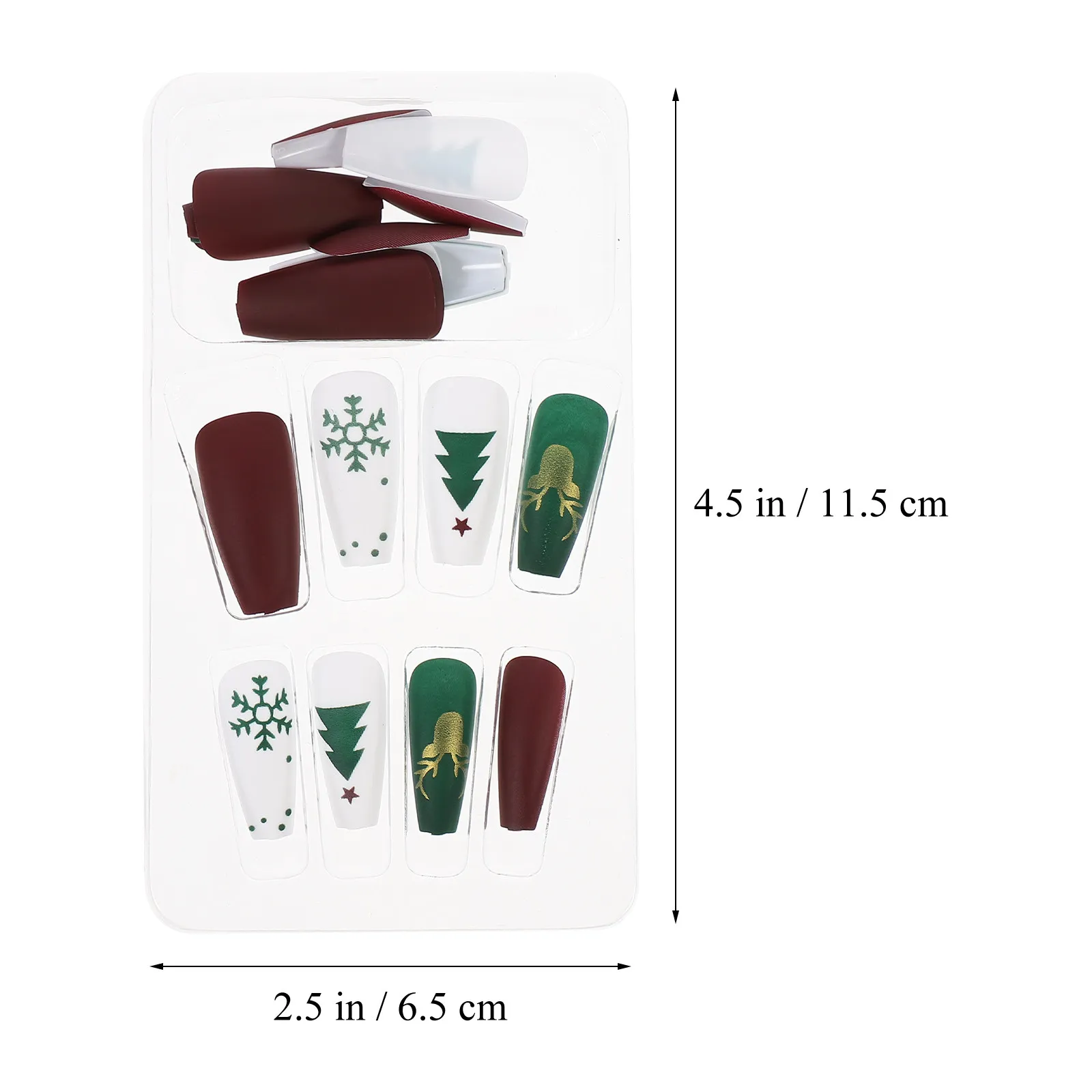 48Pcs Fake Nail Press on Nails Christmas Full Cover Coffin False Nails Artificial Fingernails Nail Glue Ultra Thin Glue Included