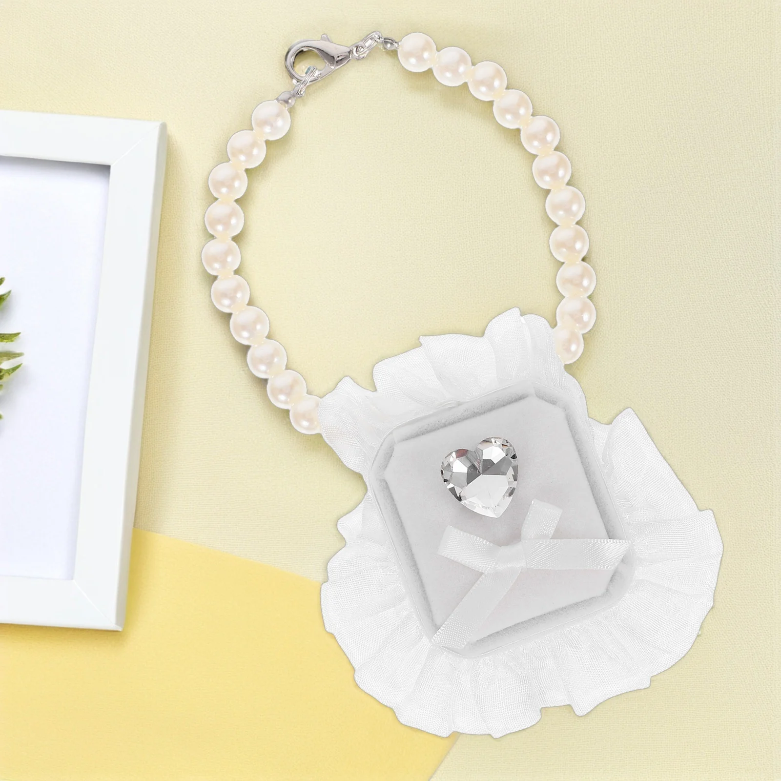 

Pet Wedding Ring Box Pearl Collar Necklace Jewelry Storage Holder Proposal Dog Pillow Accessories Polyester Pet Supplies