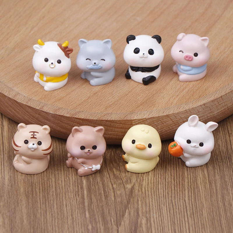 Kawaii Miniature Cat Tiger Panda Rabbit Animals Dollhouse Figurines Micro Landscape Ornaments For Home Decoration Accessories