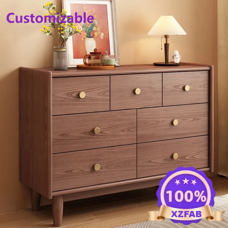 

Factory Direct 2026 Top armadietto a sette cassetti in legno massello, semplice armadio per camera da letto, cassetto del so