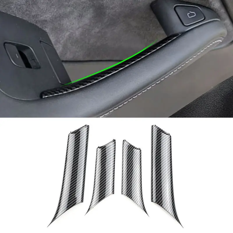 

For Tesla Model 3 Y 2018 2019 2020 2021 2022 2023 Car ABS Carbon Fiber Texture Interior Door Handle Armrest Cover Inner Trim