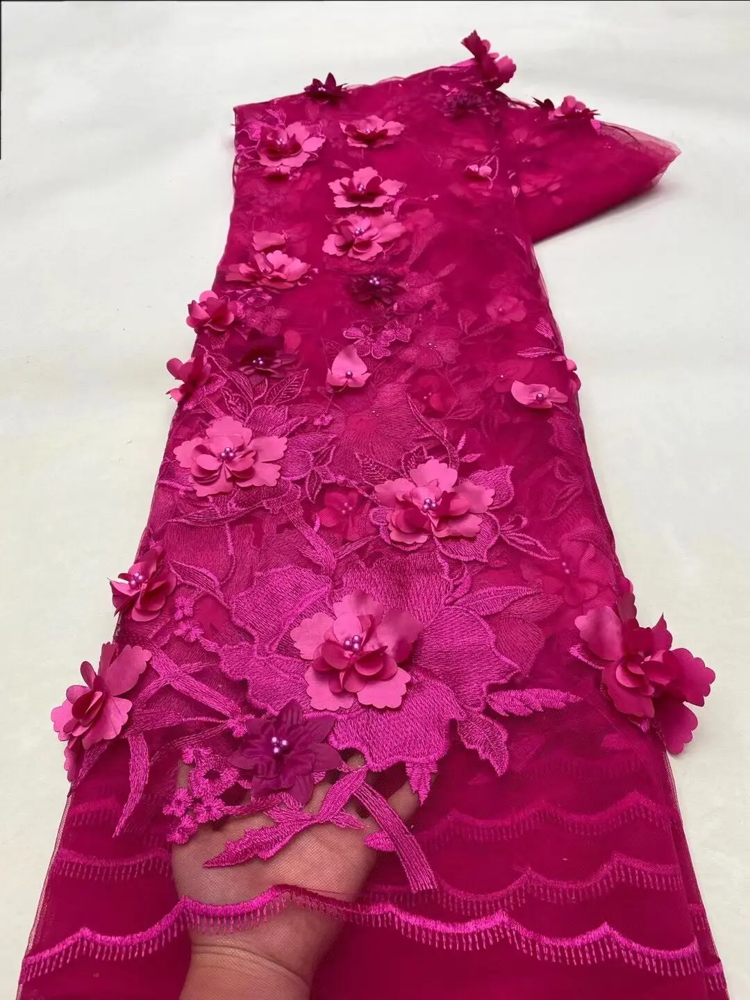 

Luxury African Handmade Beaded Lace Fabric L-13088010 High Quality French Embroidery Nigeria Net Lace Fabrics for Sewing