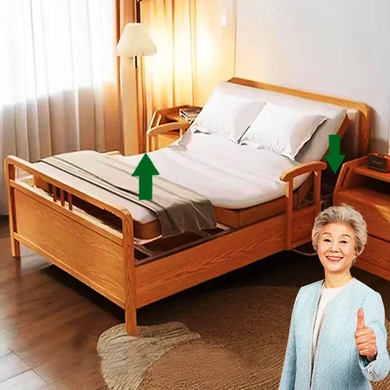 Old People Recovery Beds Electric Bedframe Comfortable Adjustable Beds Multifunction Wooden Bedroom Furniture Opklapbedden LLB