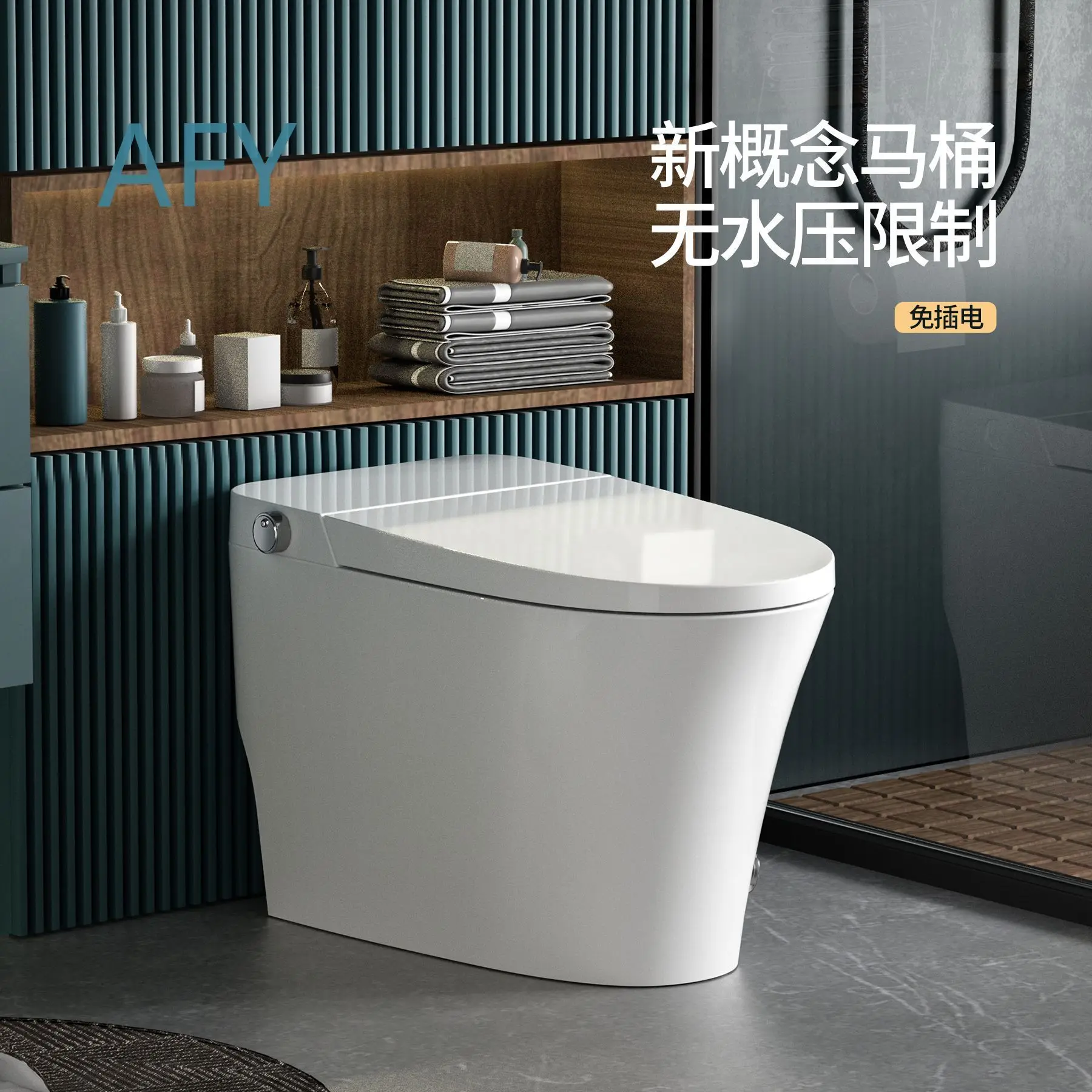 No Electricity Required Gravity Fed Floor Mounted Foot Touch Flush Toilet for Standard Residential Bathroom Low Water