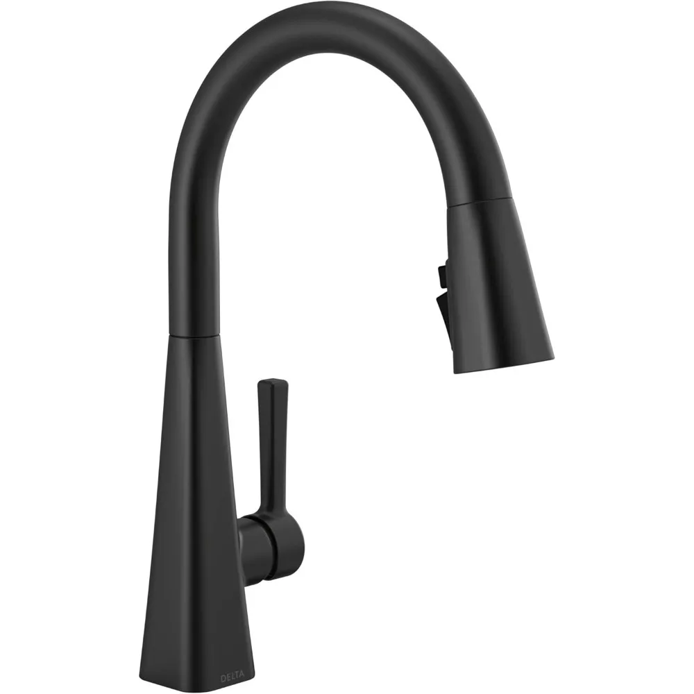 

Modern Matte Black Single Hole Pull-Down Spray Kitchen Faucet with Single Handle