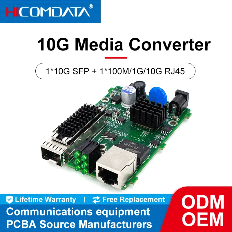 

HiCOMDATA 10 Gigabit Ethernet switch, fiber optic converter, media transceiver, PCBA board, 10G transceiver