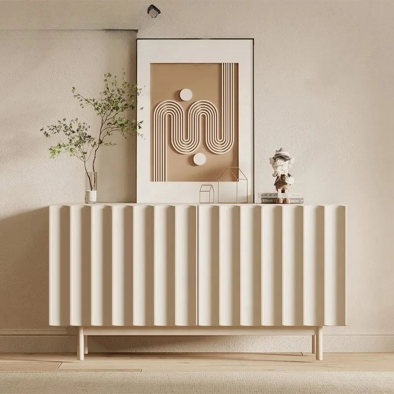 

Solid wood side cabinet cream color dining side style light luxury locker modern simple white TV living room wine cabinet