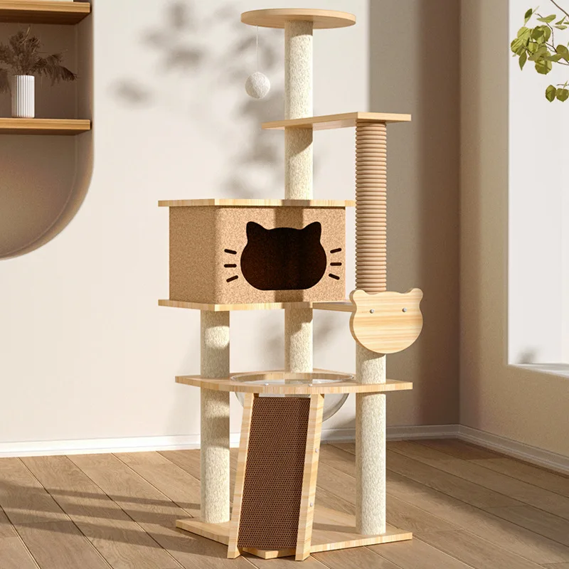 Cat Scratcher Tower with Hammock, Climbing Flower Tree, Condo Ladder, Interactive Wall Furniture, Pet Supplies, Tools