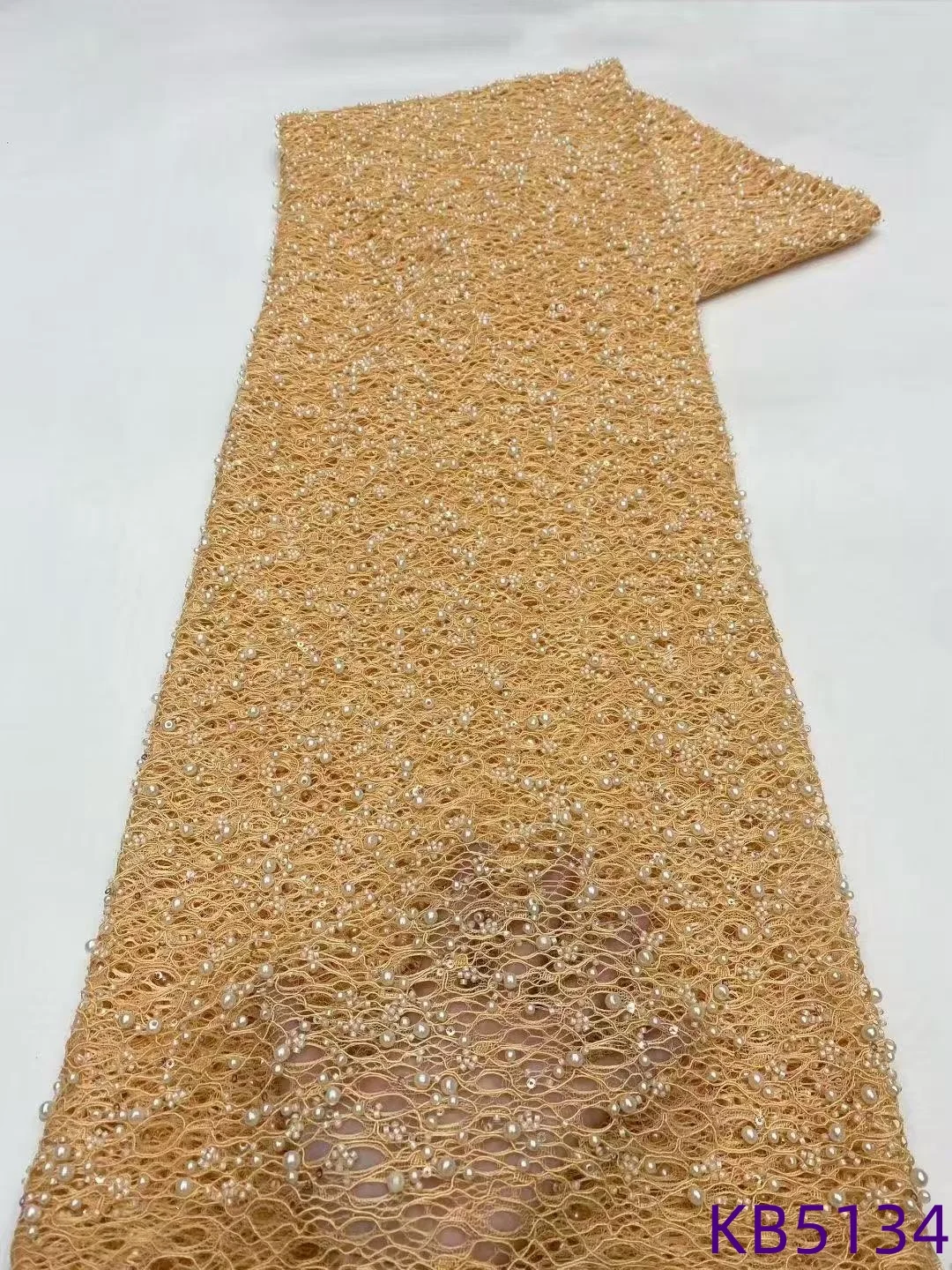 

Nigerian Black Sequins Tulle Lace Fabric African Fabric Lace High Quality 2025 Beaded Embroidery Fabric For Wedding Dress KB5134