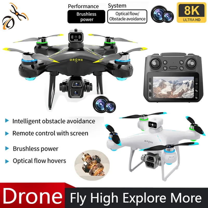 S112 Professional Drone 4 Sided Obstacle Avoidance 4.5 Inches Screen Controlled Drone with 8K dual cameras Aerial Camera Toys