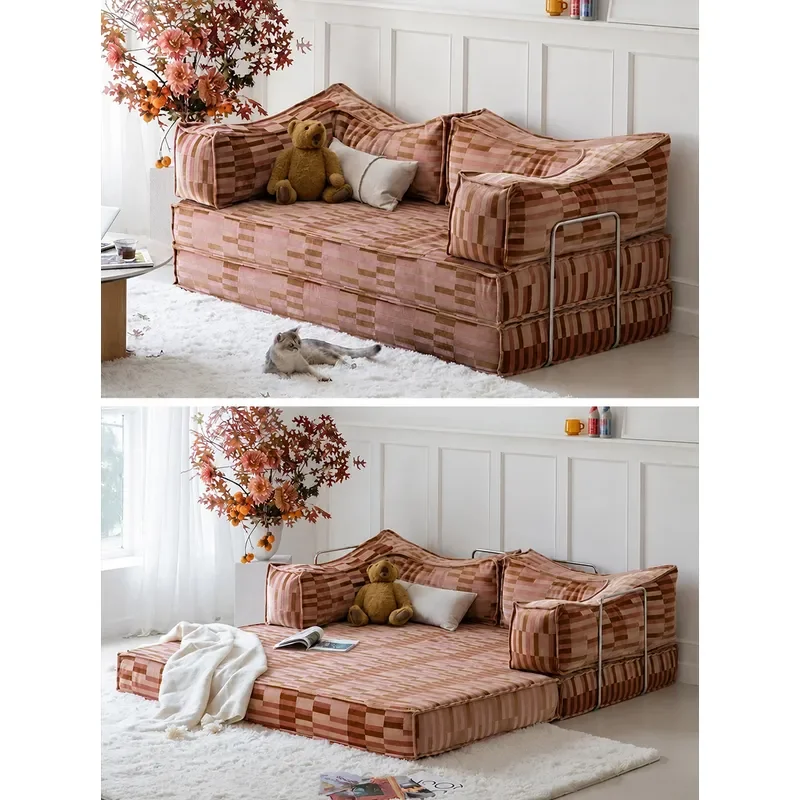 American Style Teddy Fabric Single Sofa Bed Foldable Dual Purpose Couch for Small Apartment Living Room 2026 New Design