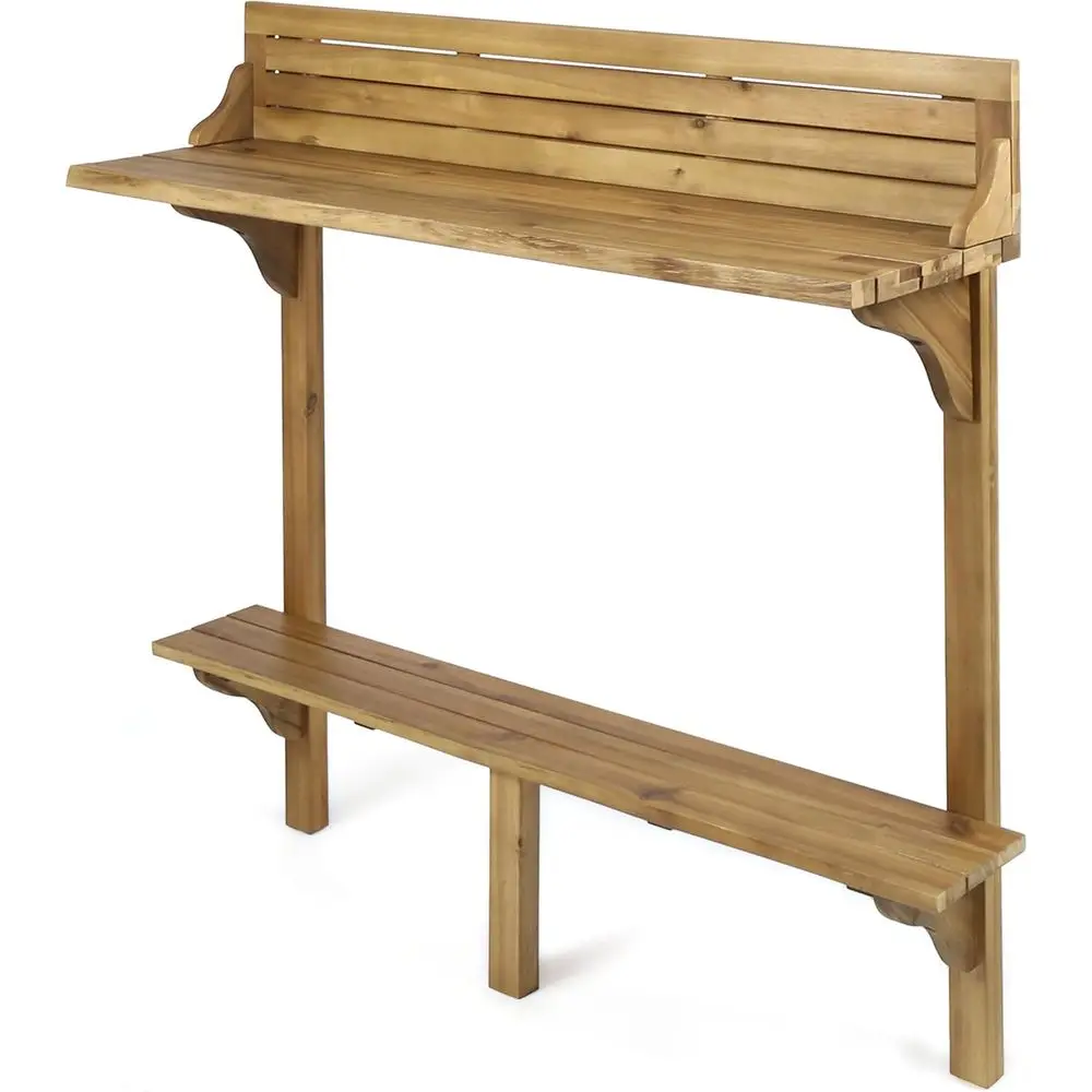 

Caribbean Outdoor Acacia Wood Balcony Bar Table, Natural Stained