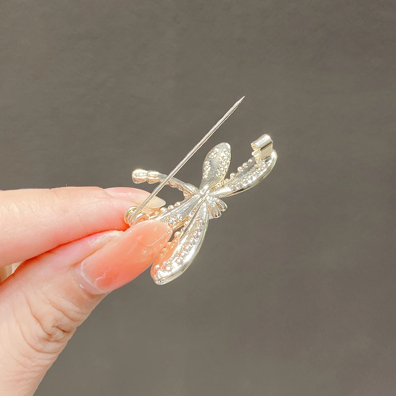 1Pc Fashion Silver Color Dragonfly Brooches Pins Women Rhinestone Pearl Insect Weddings Office Brooch Pins Jewelry Brooches