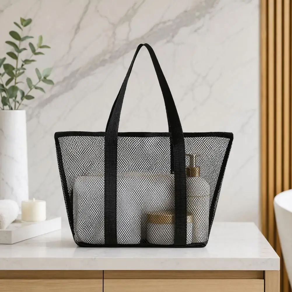 Capacity Beach Bag Portable Mesh Beach Bag Capacity Mesh Beach Tote Bag Foldable Sandproof Nylon Shoulder Portable