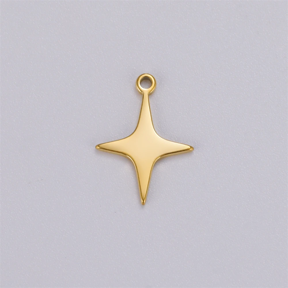 5pcs Stainless Steel Four-Pointed Star Tiny Charms Pendant For Jewelry Making Necklace Bracelet Earrings Accessories DIY Gifts