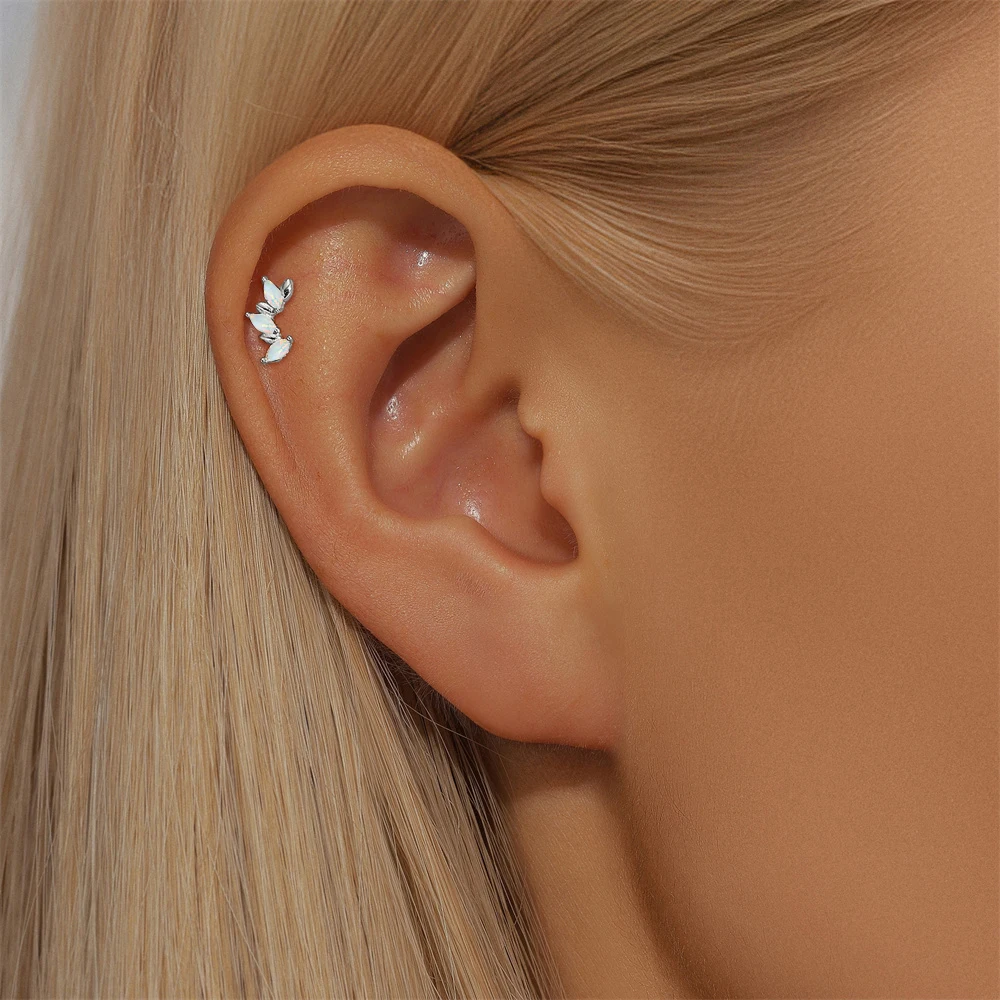 CANNER Horse Eye Geometric Zircon Piercing Stud Earrings For Women 925 Sterling Silver Ins Smooth Four Point Star Fine Jewelry