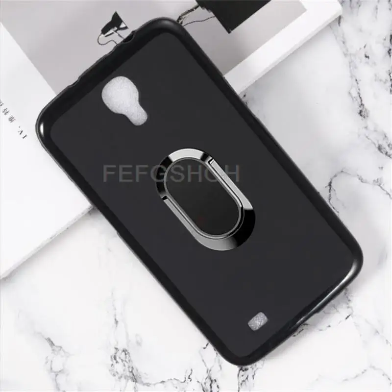 Tpu capa macia do silicone para samsung galaxy mega 6.3 i9200, suporte do anel traseiro para smartphone